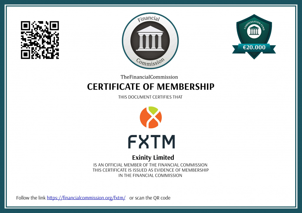 Для проверки сертификата на соответствие перейдите на официальный сайт FinCom FXTM - Exinity-Limited - Лицензия Financial Commission