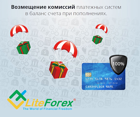 Брокер LiteForex возмещает комиссии на пополнение счета – рисунок bestforexbrokers.pro Рисунок: LiteForex возмещает комиссии